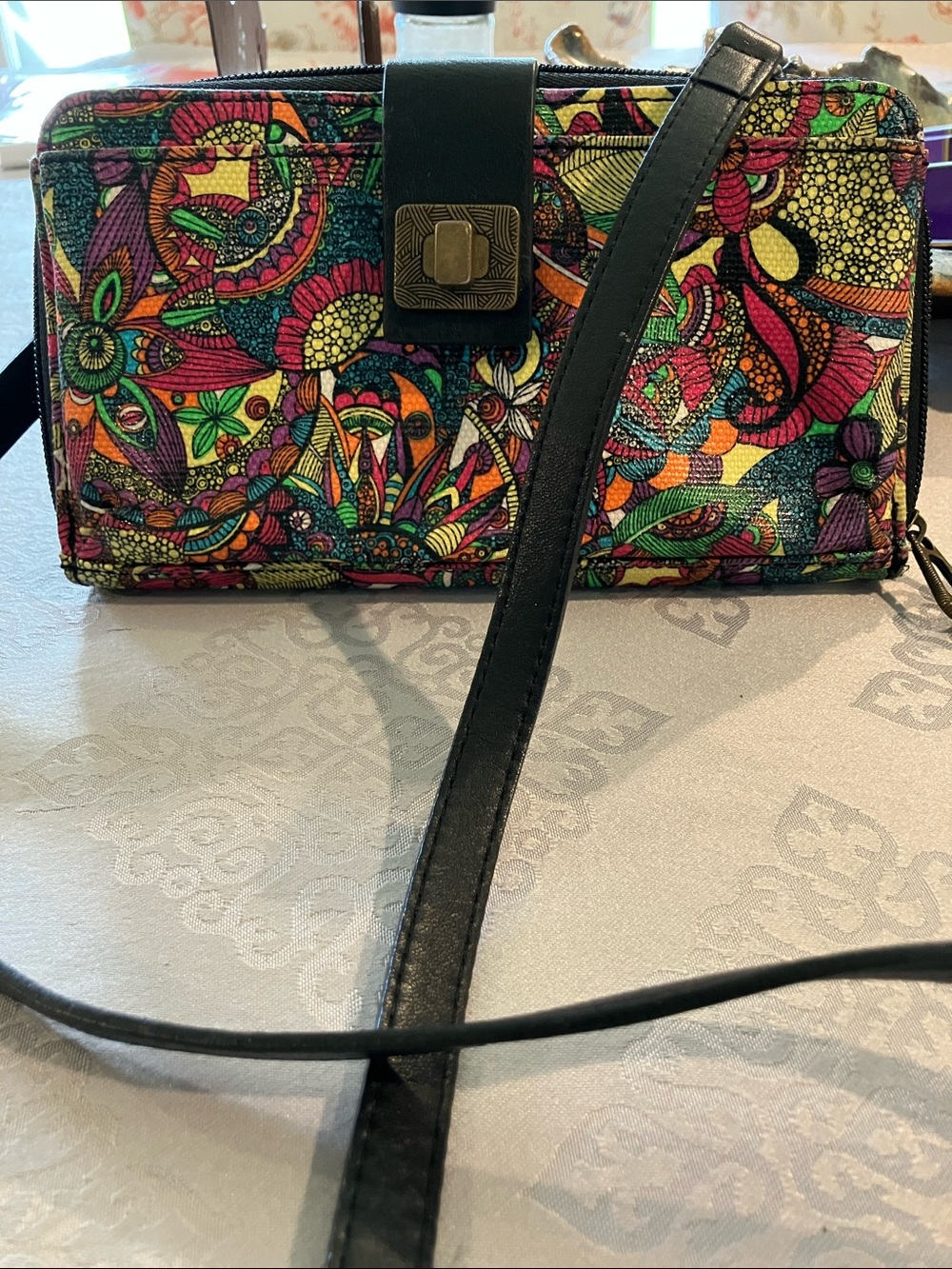 Sakroots Multicolor Floral Crossbody with Black Strap